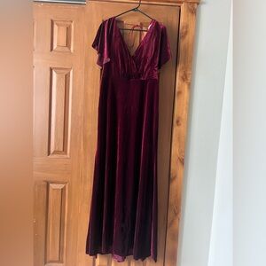 Jenny Yoo Deep Red Velvet Maxi Dress